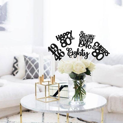 15 PCS 50th Birthday Centerpiece Sticks Fifty Happy 50th Straight Outta 1976 Table Flower Centerpieces Sticks Cheers to 50 Floral Decorations for 50th Birthday Party Centerpieces Supplies Black