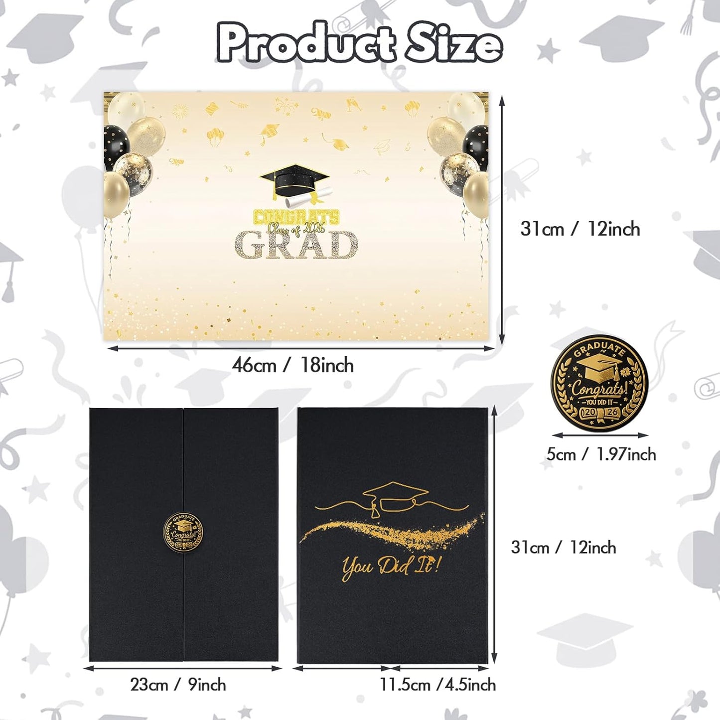 Graduation Guest Book 2026, Blue Gold Graduation Decorations Class of 2026 Graduates Sign in Book Signature Board Congrats Grad Decor Party Supplies, High School College Graduations Gifts for Her Him