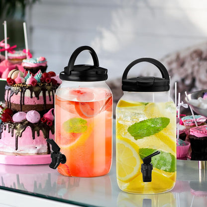 Havawish 2 Pcs 1 Gallon Plastic Beverage Dispenser with Spigot Clear Summer Kitchen Fridge Drink Dispenser for Parties Lemonade Juice Tea Beer Cold Water (Red,Cylinder)