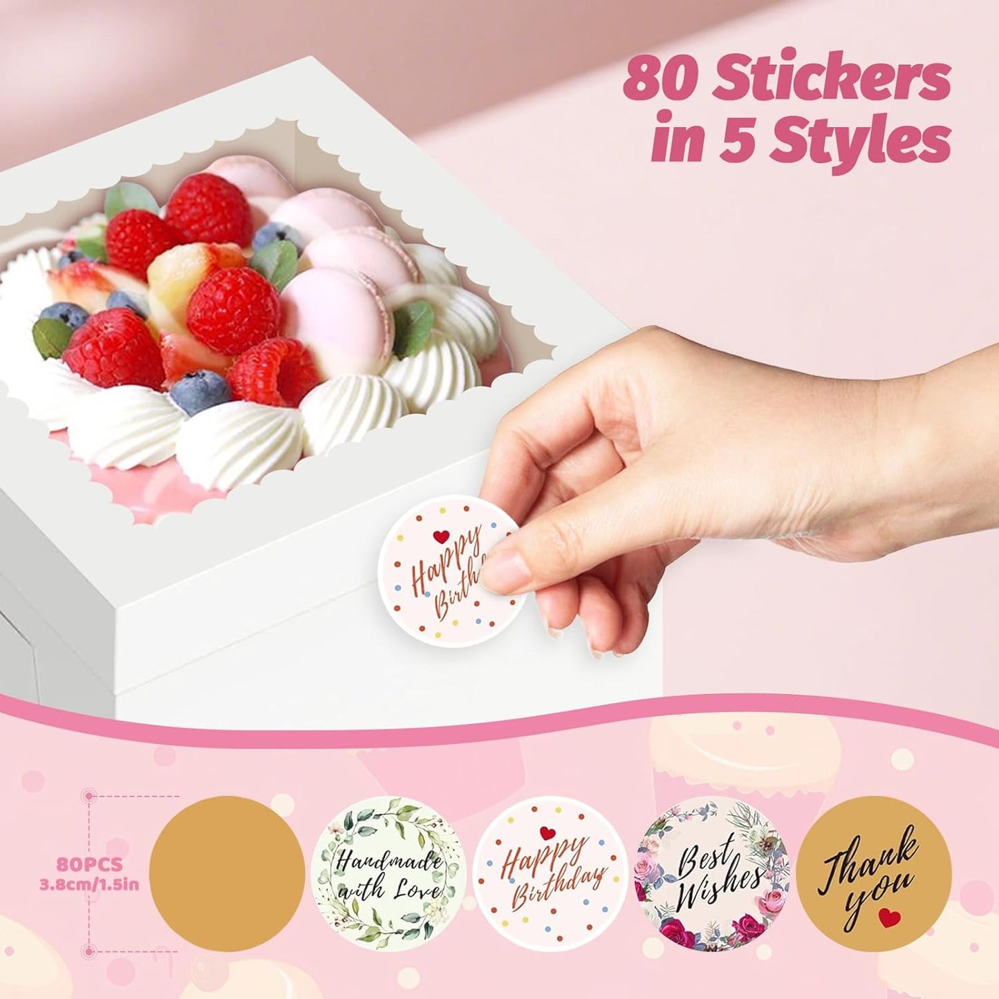 15pcs Cake Boxes,10x10x8 Inch Tall Cake Box with Window,White Bakery Boxes,Large Cookie Boxes,Bakery Boxes with Stickers ,Treat Boxes for Cake,Macaroon,Donuts, Pies, Cookies, Wedding, Birthday, Party