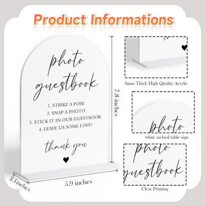 Audio Guest Book Sign, White Arch Acrylic Wedding Sign, Audio Guest Book Wedding Phone, Bridal Shower Decor, Engagement Party Decor, Centerpiece Table Decorations Party for Bride and Groom-14