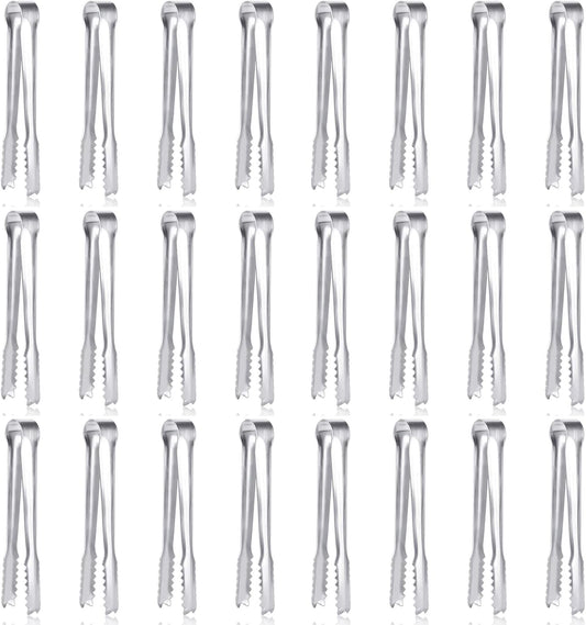 12 Pack Premium Small Serving Tongs, Dmoera Mini Stainless Steel Appetizer Tongs, 5Inch,5.2Inch(12.7cm)