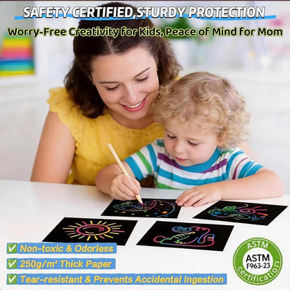 MEUOFLANMEE Rainbow Scratch Paper for Kids: Classroom Art Crafts Back to School Supplies for Girls Boys Teens 4-12 Year Old Stocking Stuffers Party Favors Toys Games Easter Basket Stuffers Notes 150