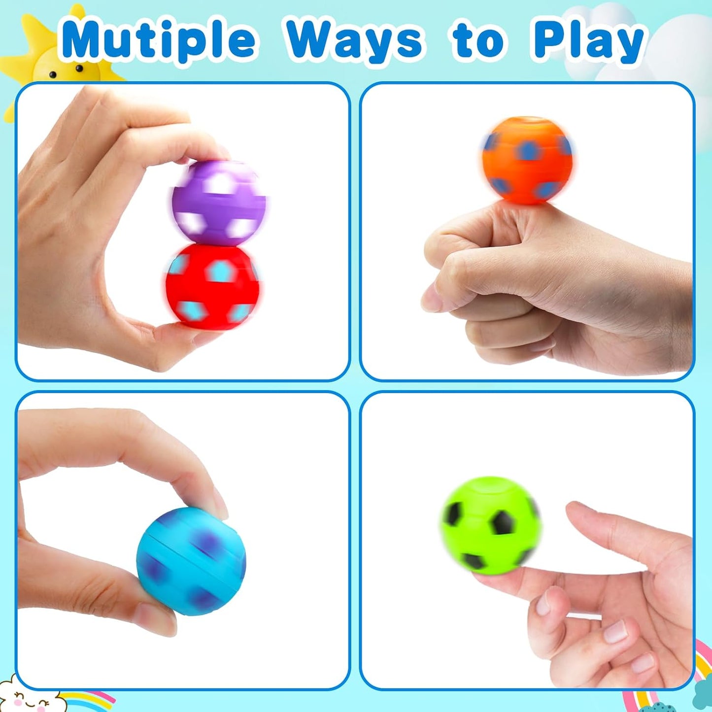 Thremhoo 32PCS Fidget Spinner Soccer Balls Party Favors Bulk for Kids 4-8 8-12 Goodie Treat Bag Stuffers Classroom Treasure Toys Carnival Prize Pinata Filler Birthday Trinket End of Year Students Gift