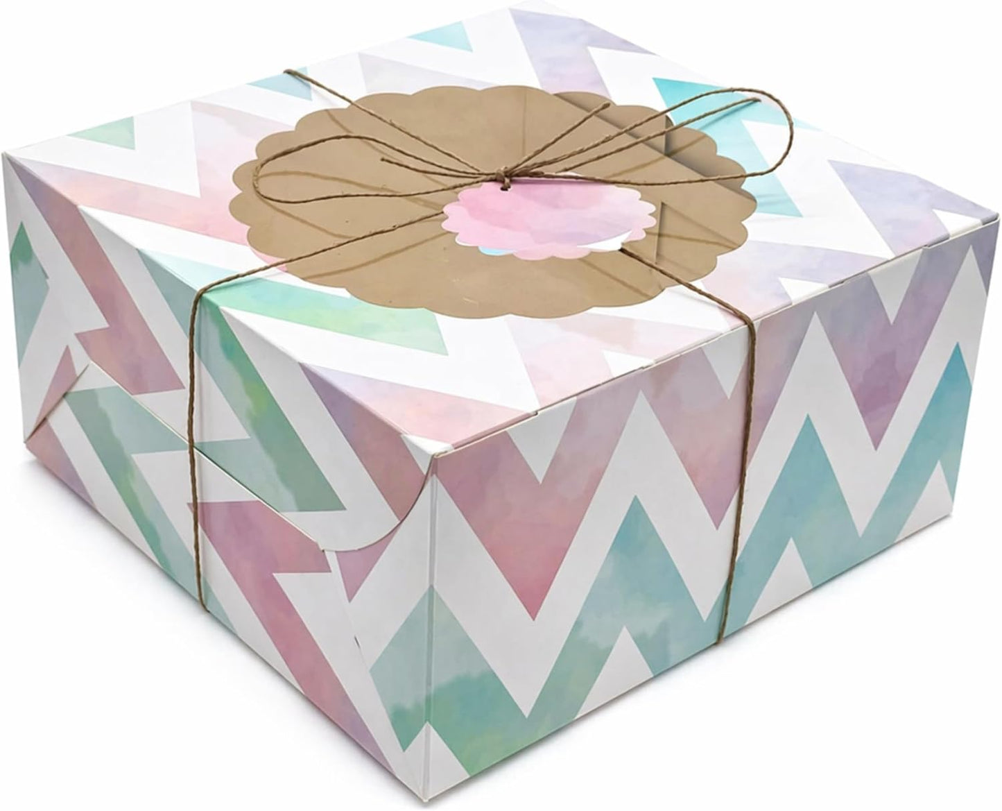 Kraft Cake Boxes with Window (10pcs) - Brown Bakery Boxes for Cakes, Donuts, Pie, Cookies, Cupcakes, Chocolates, Desserts: Size 10x10x5 Inches