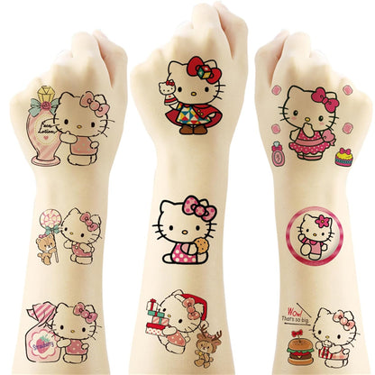 40Sheets Cartoon Hello Kitty Temporary Tattoos Birthday Themed Party Supplies Decoration Favors Cartoon Cute Kitty Sticker for Kids Boys Home Activity Class Prizes Carnival Christmas Rewards (Hell40)