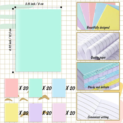Jetec 30 Pcs Back to School Gift for Student Pastel Cover Mini Notebooks Bulk 3 x 5 Inch Tiny Pocket Journal Notepads Travel Writing Notebooks for Classroom Coworker Office Supplies