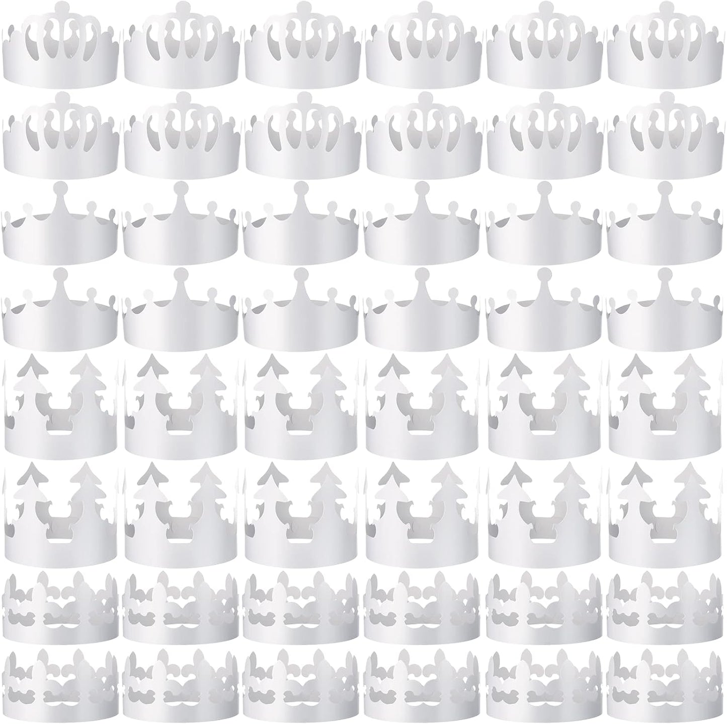 Thenshop 120 Pcs White DIY Paper Crowns for Kids to Decorate Blank Birthday Party Decoration Crowns for Kids Princess Queen(Stylish Style)