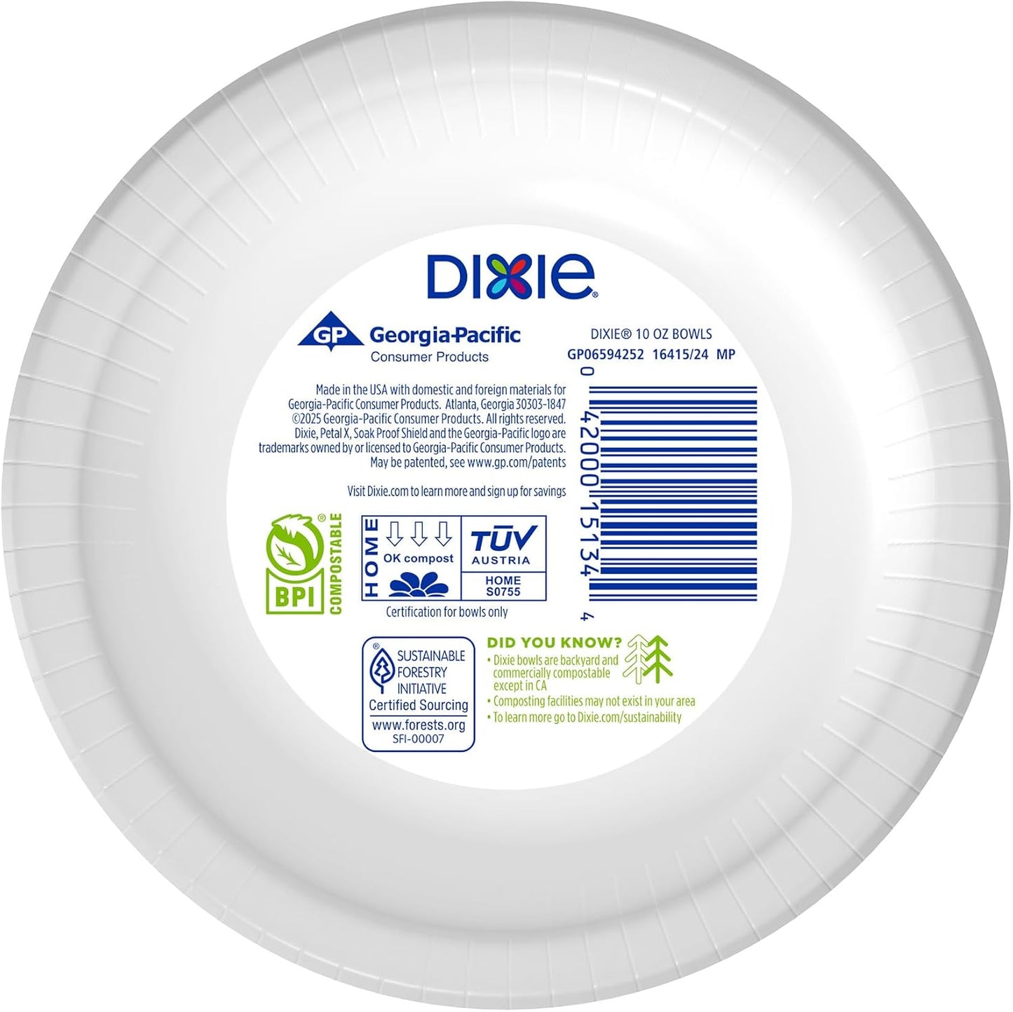 Dixie Small Paper Bowls, 10 Oz, 72 Count, Microwave-Safe, Soak-Proof, Disposable Bowls Great For Snacks, Dessert, And Light Lunch Meals