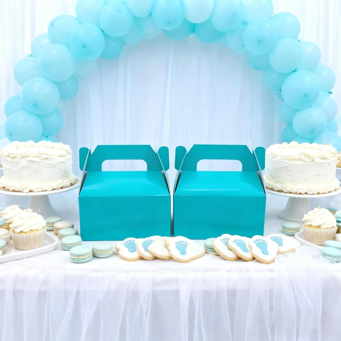 XAGLVV 24 Pack White Paper Gable Boxes,6.2 Inch Candy Boxes with Handle, Snack Party Favor& Gift Cookie bags for kids Birthday,Wedding, Baby Shower, Graduation.