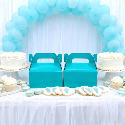 XAGLVV 24 Pack White Paper Gable Boxes,6.2 Inch Candy Boxes with Handle, Snack Party Favor& Gift Cookie bags for kids Birthday,Wedding, Baby Shower, Graduation.