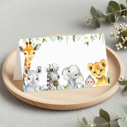 120 Pack Woodland Baby Shower Place Cards, 3.5" x 2" Foldable Table Tent Name Cards, Food Labels for Forest Animals Baby Shower Birthday Party Reception Tables Placement Party Decorations