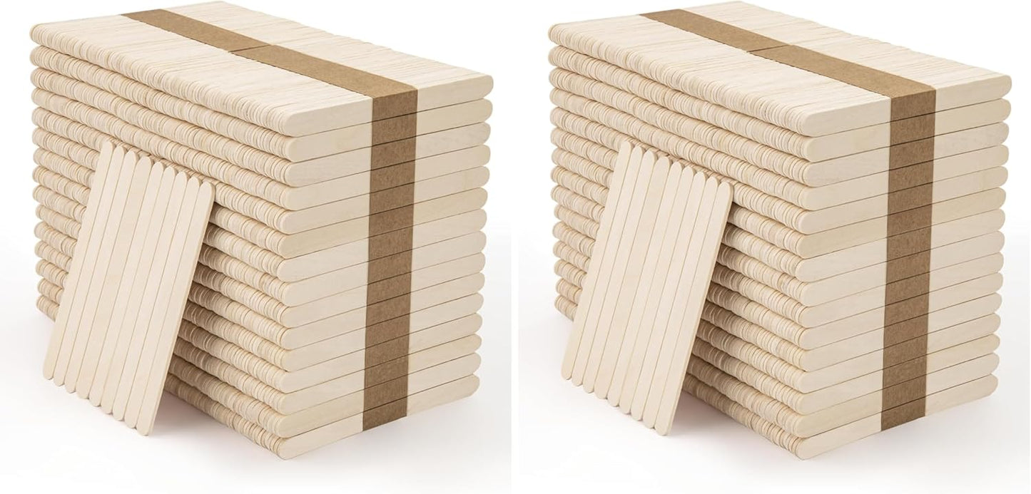 WISYOK 240 Pcs Natural Wood Craft Sticks, Popsicle Sticks, Lolly Sticks for Crafts 4.5 Inch, Ideal for Homeschool Arts and Crafts, Waxing Supplies, Classroom Art Supplies