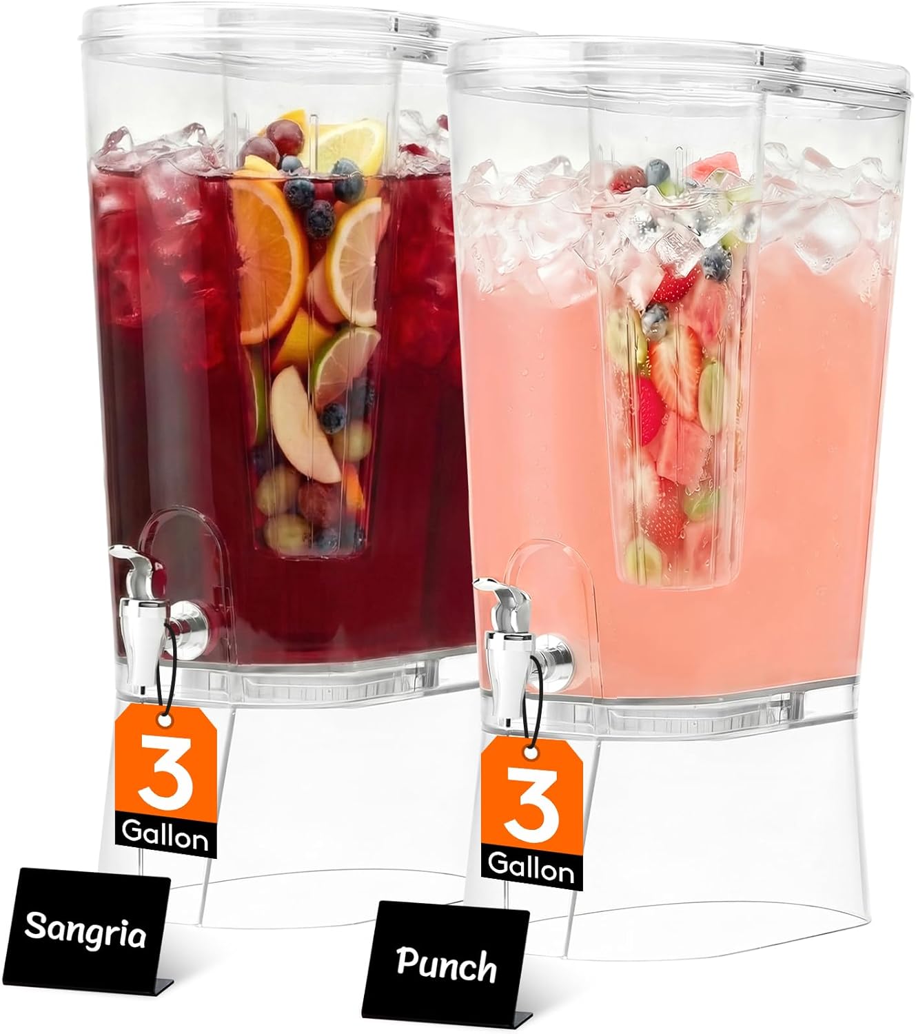 Lifewit 3 Gallon Drink Dispenser for Parties, Large Plastic Beverage Container for Juice/Tea/Soda with Stand & Ice Core, Clear Lemonade Dispenser with Spigot, BPA Free Water Pitcher for Hosting