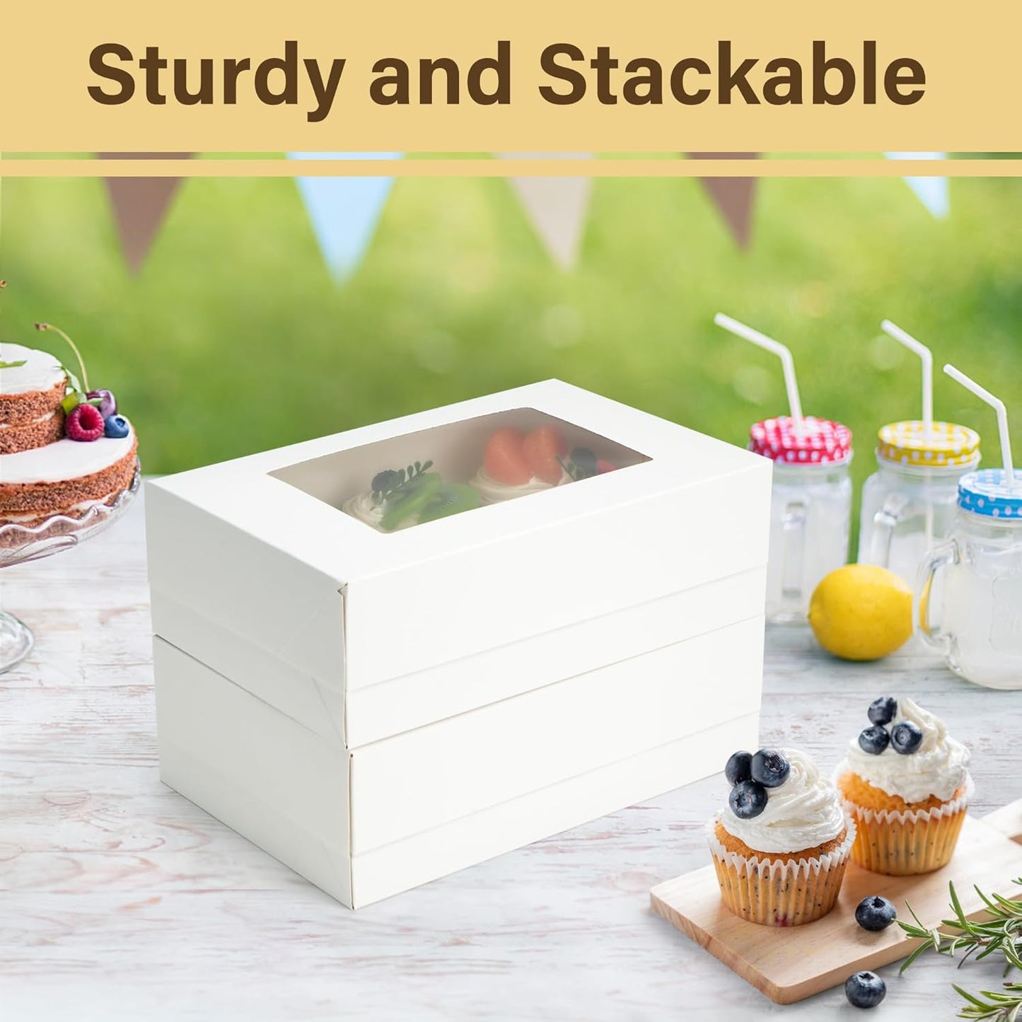 LotFancy 12 Pack Cupcake Boxes 6 Count, Auto-Pop up Cupcake Containers with Window Holding 72 Standard Cupcakes, Food Grade Disposable Pastry Boxes