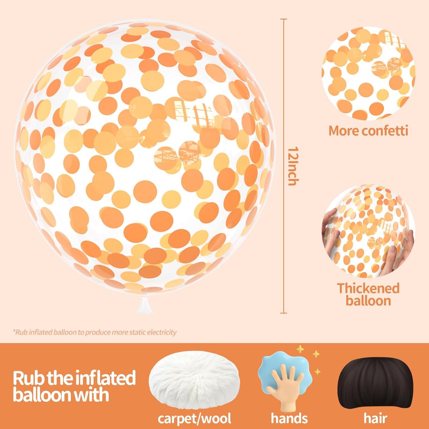 25 Pcs Rainbow Confetti Balloons, 12 Inch Thickened Clear Latex Balloon with Confetti Inside for Birthday Party Baby Shower Graduation Engagement Bridal Shower Decorations Supplies (Long Confetti)