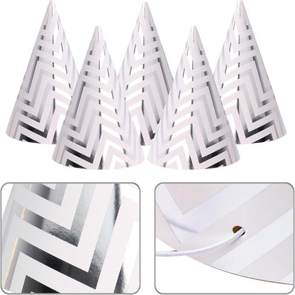 Boieo Party Hats Birthday Cone Set Gold Polka Dot Striped Paper for Adults Kids Happy Birthday Party Decorations 12 Pcs