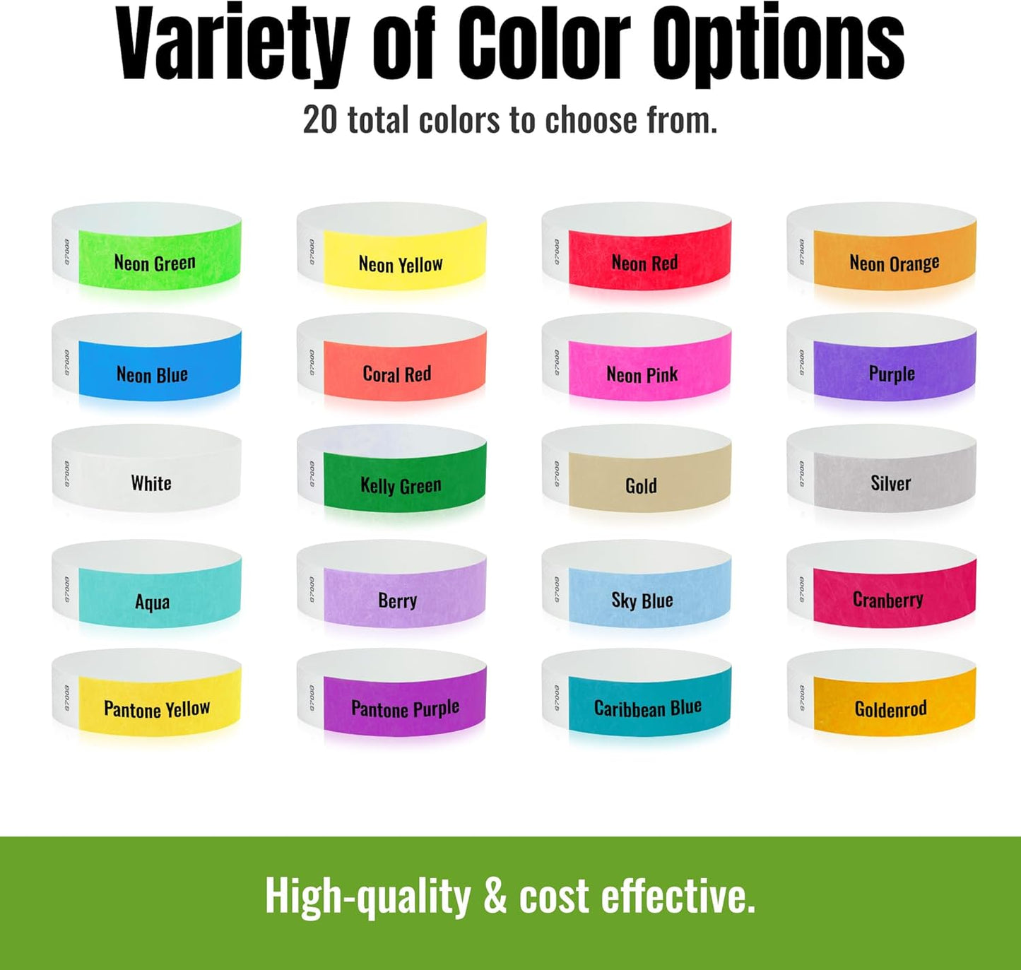 WristCo Custom Printed Wristbands | Super Rush | Fast Delivery – Select a Color Quantity & Personalize w/Clipart Text & Logos - Tyvek Wrist Band ID Bracelets for Events Party Security Admission VIP