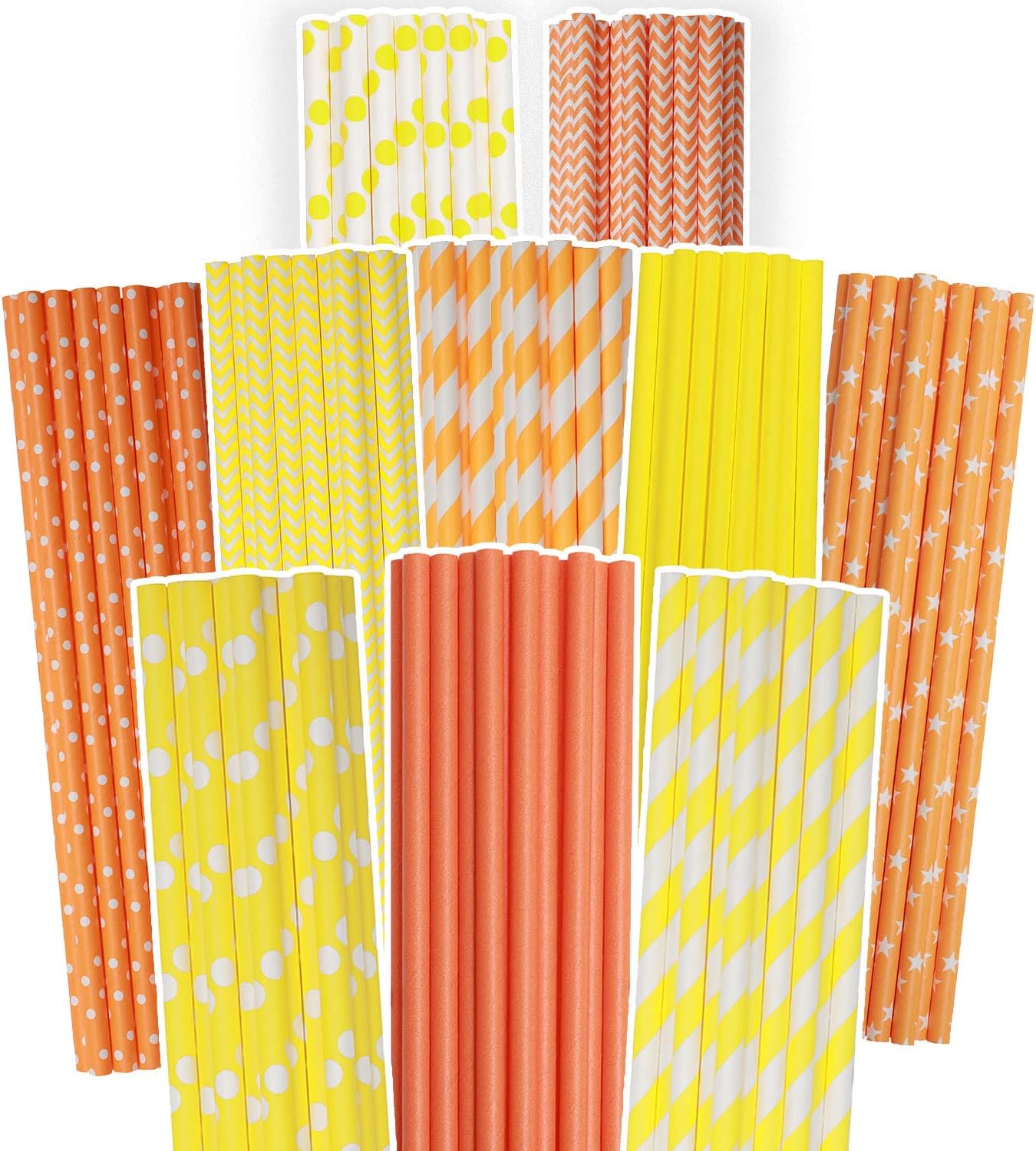 Pink Paper Straws 150pcs Disposable Straws Bulk (10 Pattern) qiqee