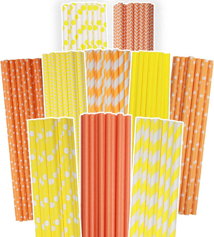 Pink Paper Straws 150pcs Disposable Straws Bulk (10 Pattern) qiqee