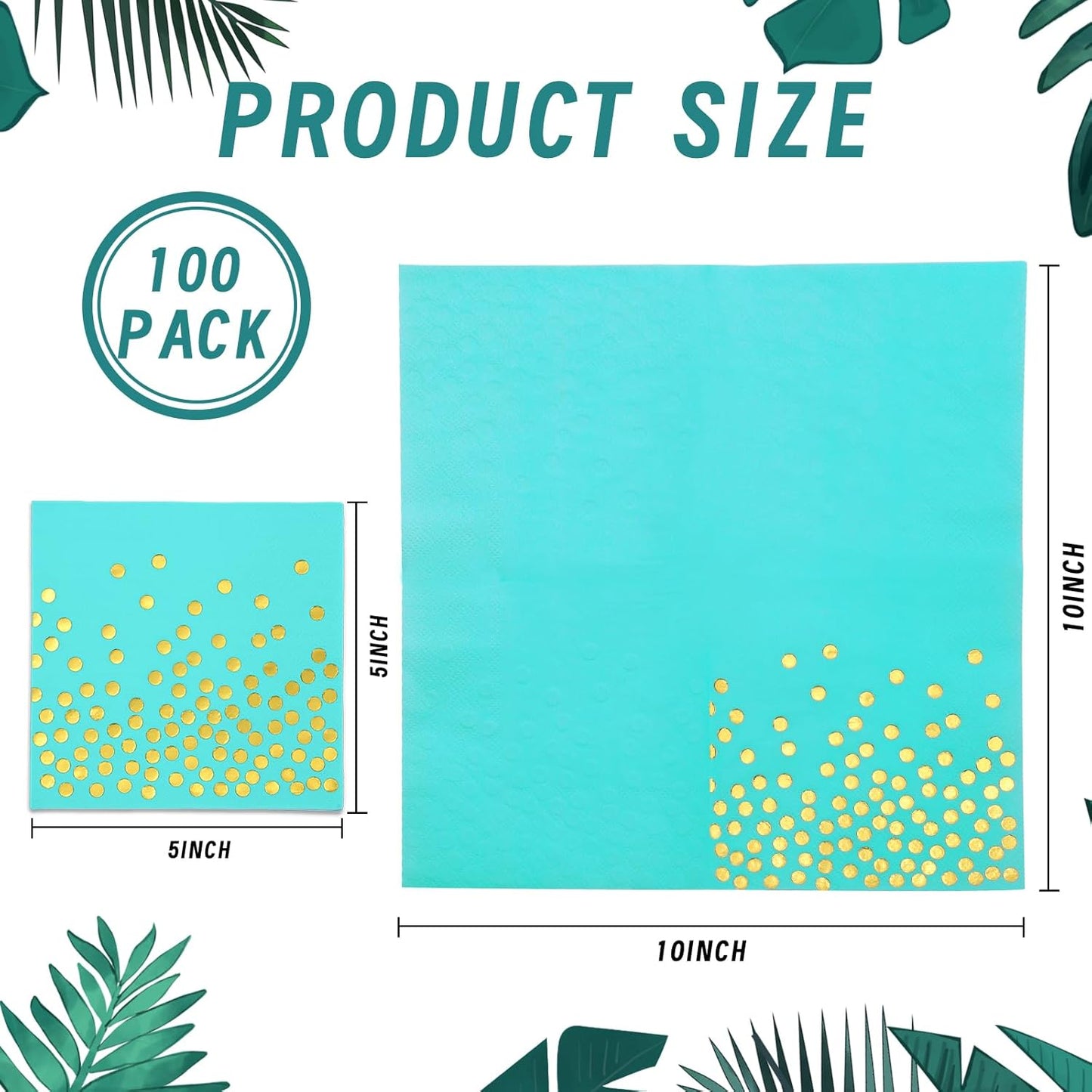 100PCS Blue Party Napkins Gold Dot Cocktail Paper Napkins Beverage Napkin for Birthday Wedding Dinner Disposable Supplies