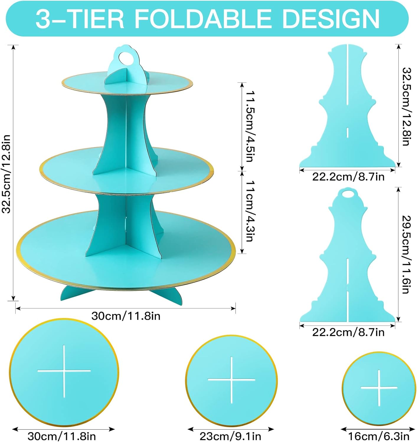 Soleebee 3-Tier Round Cupcake Stand, Cardboard Cupcake Tower, Dessert Cup Cake Stand Tower for Birthday Wedding Party Decoration, Cupcake Tier Stand 1 Set (Hot Pink)