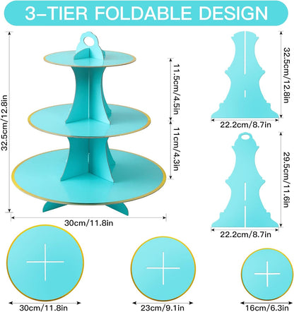 Soleebee 3-Tier Round Cupcake Stand, Cardboard Cupcake Tower, Dessert Cup Cake Stand Tower for Birthday Wedding Party Decoration, Cupcake Tier Stand 1 Set (Hot Pink)