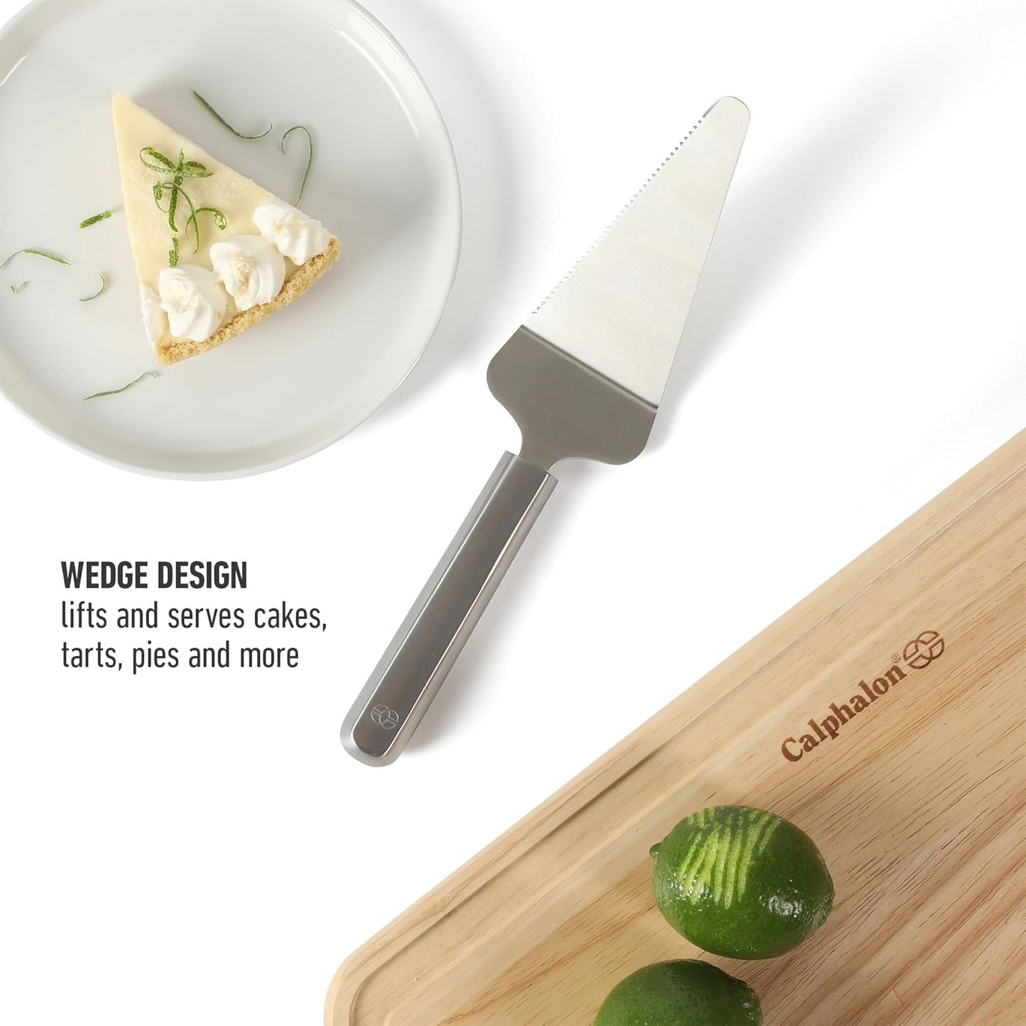 Calphalon Edge Stainless Steel Pie Server w/Thermoplastic Rubber Handle - Taupe