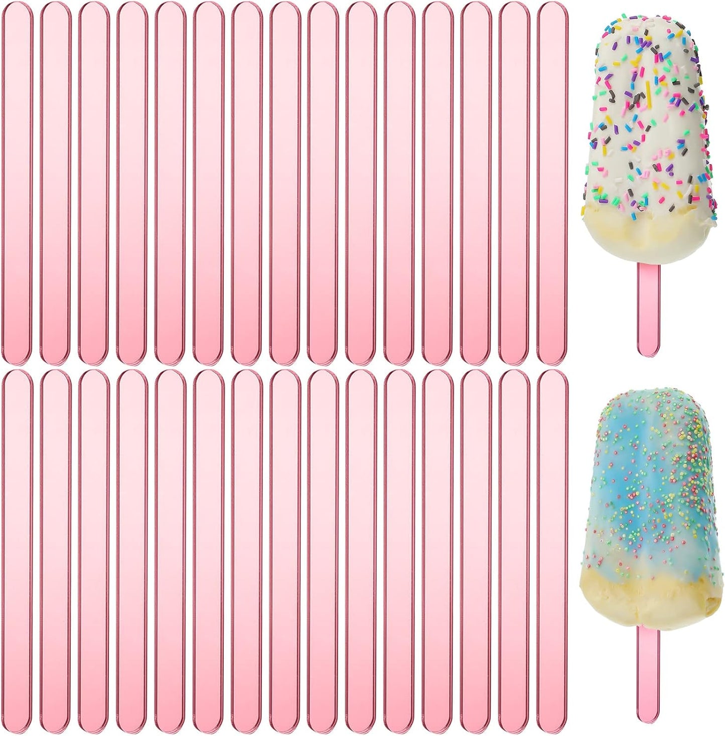 30 Pieces Acrylic Sticks Reusable Cakesicle Cake Pop Mold Mirror Ice Pop Sticks Ice Cream Cakesicle Mold for Home Cake Candy Gifts Party Craft