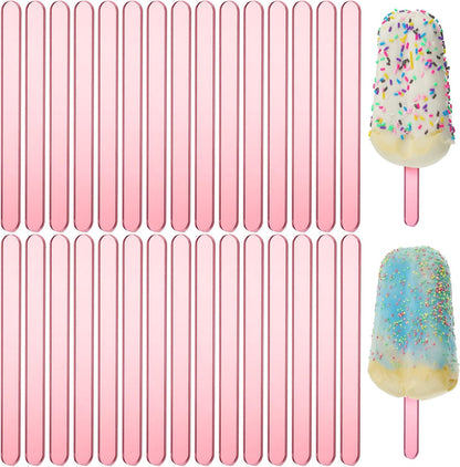 30 Pieces Acrylic Sticks Reusable Cakesicle Cake Pop Mold Mirror Ice Pop Sticks Ice Cream Cakesicle Mold for Home Cake Candy Gifts Party Craft