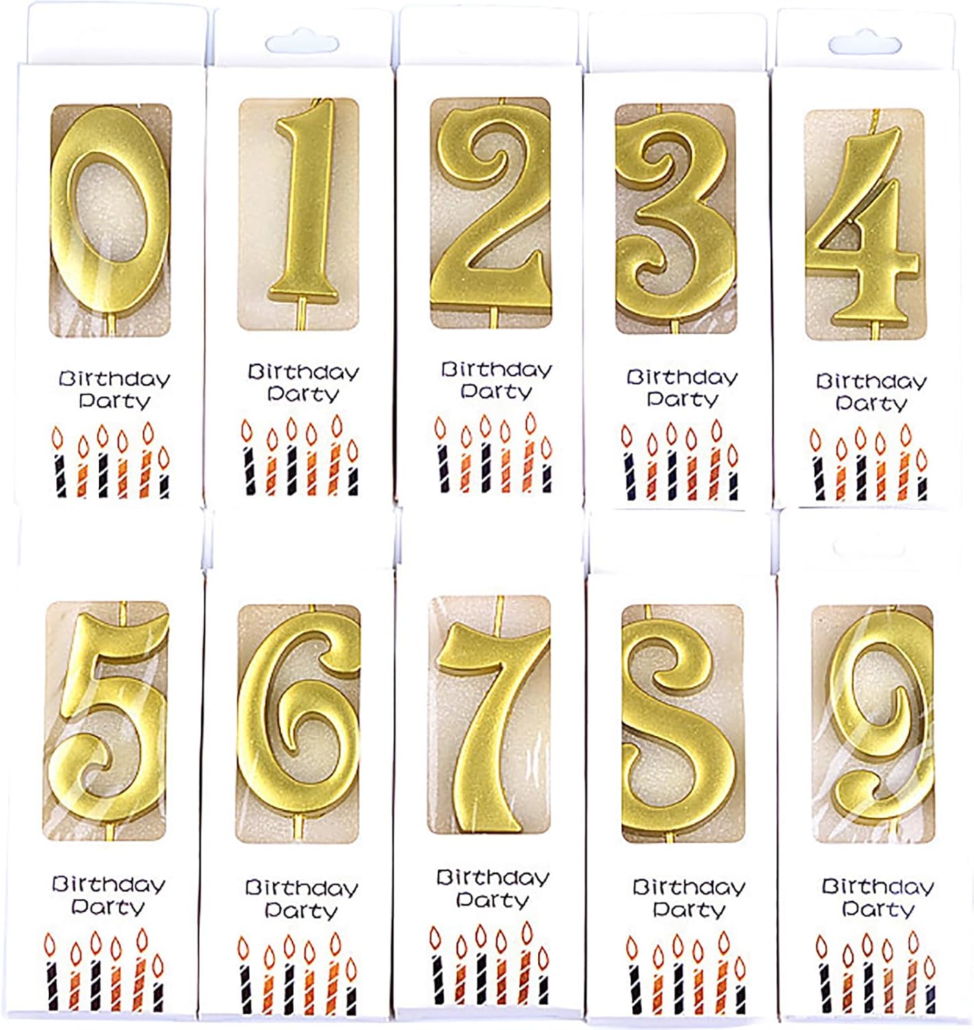 10-Pieces Numeral Birthday Candles, Birthday Digital Candle Baking Dessert Cake Party Romantic Atmosphere Decoration Number 0-9 Cake Top Decoration for Birthdays Wedding Anniversaries Parties