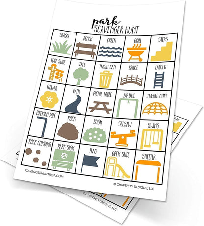 Outdoor Scavenger Hunt Games for Kids, Multipack, Road Trip, Travel Activities, Birthday Party, 5 Dry Erase Markers and 5 of Each Game Card