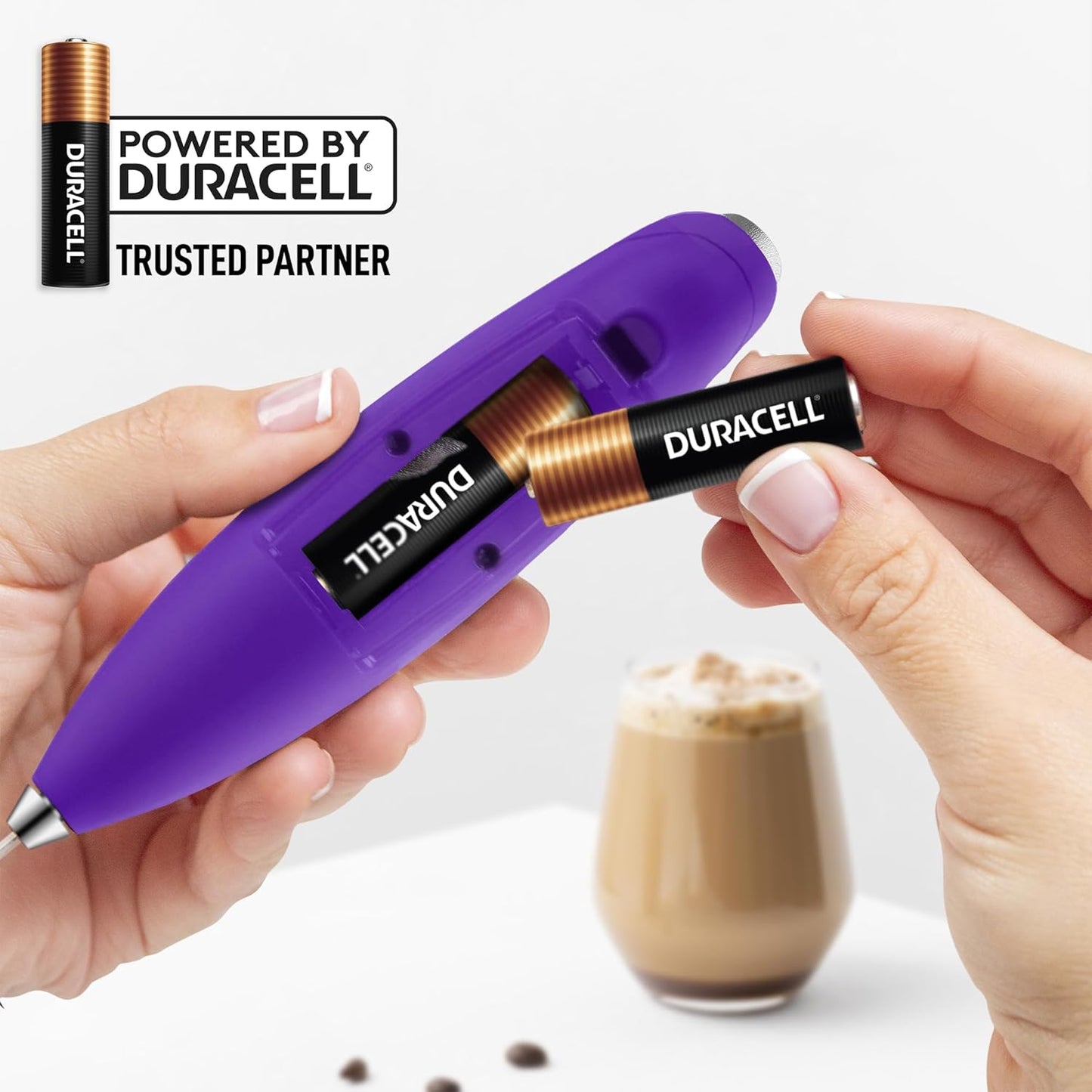 Zulay Kitchen Powerful Milk Frother Wand With Duracell Batteries - Ultra Fast Handheld Drink Mixer - Electric Whisk Foam Maker for Coffee, Lattes, Cappuccino & Matcha - Z1 Motor - Black - Colors C