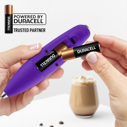 Zulay Kitchen Powerful Milk Frother Wand With Duracell Batteries - Ultra Fast Handheld Drink Mixer - Electric Whisk Foam Maker for Coffee, Lattes, Cappuccino & Matcha - Z1 Motor - Black - Colors C