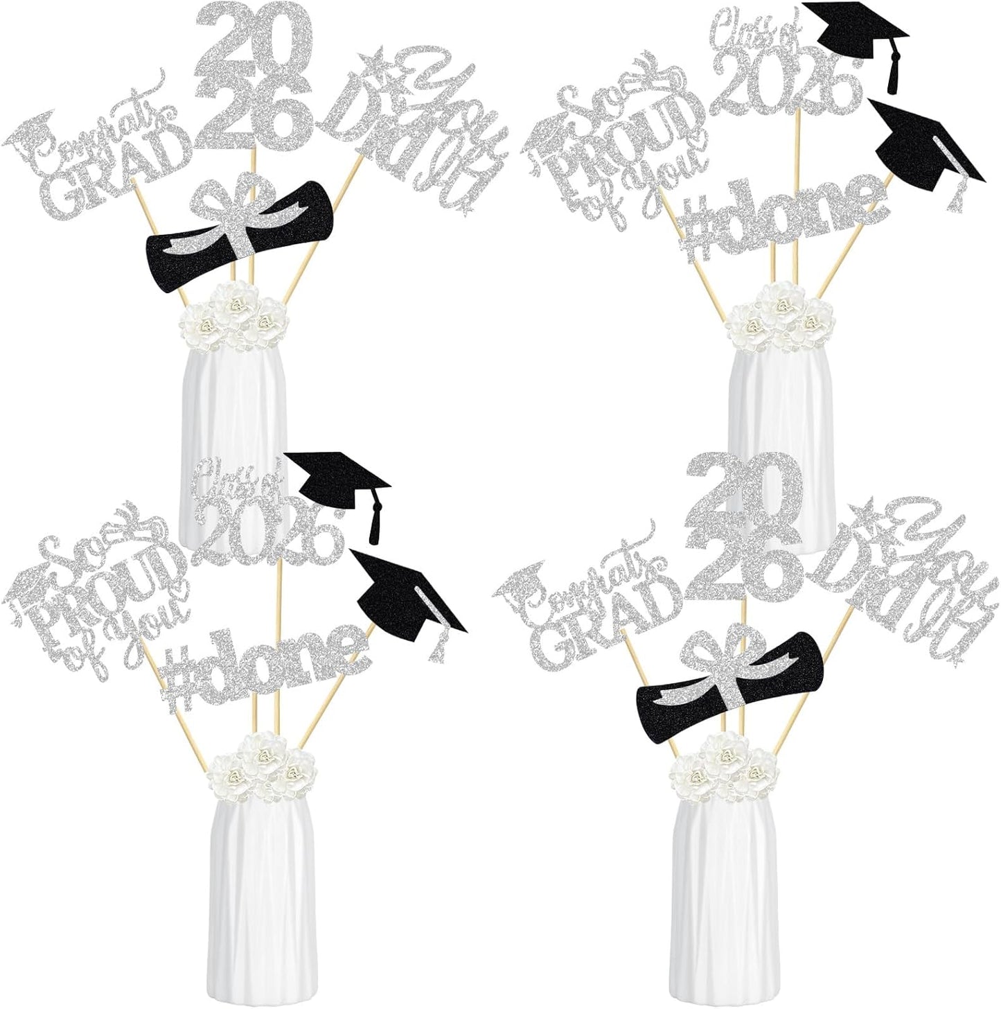 24Pcs 2026 Graduation Table Centerpieces Gold, Graduation Centerpieces for Tables 2026 Gold Class of 2026 Graduation Centerpiece Sticks for 2026 Graduation Party Table Decorations Gold