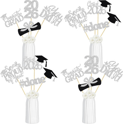 24Pcs 2026 Graduation Table Centerpieces Gold, Graduation Centerpieces for Tables 2026 Gold Class of 2026 Graduation Centerpiece Sticks for 2026 Graduation Party Table Decorations Gold