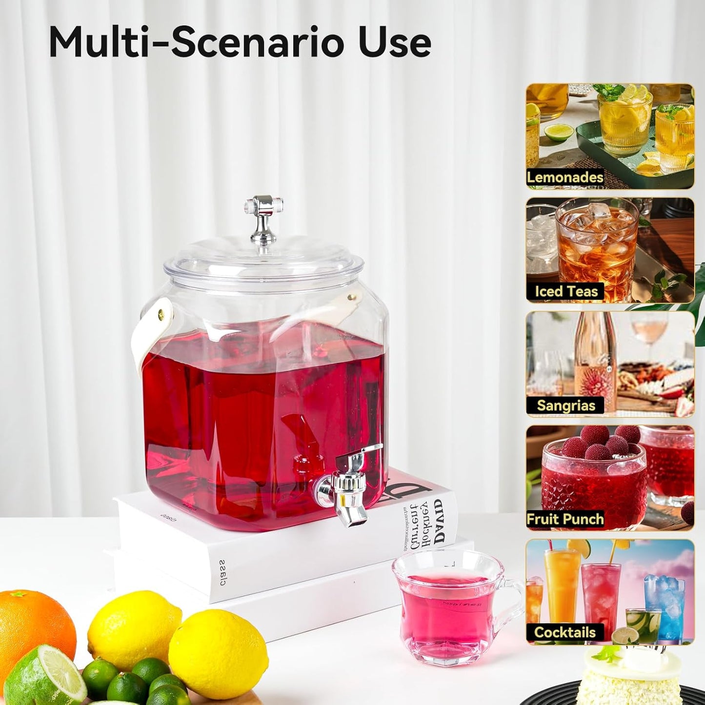 1 Gallon Beverage Dispenser - Leak proof Juice Dispenser Sealed Plastic Lemonade Dispensers with Anti-Rust Lids Drink Jug for Parties Home Kitchen Camping with Spigot（1 Packs）