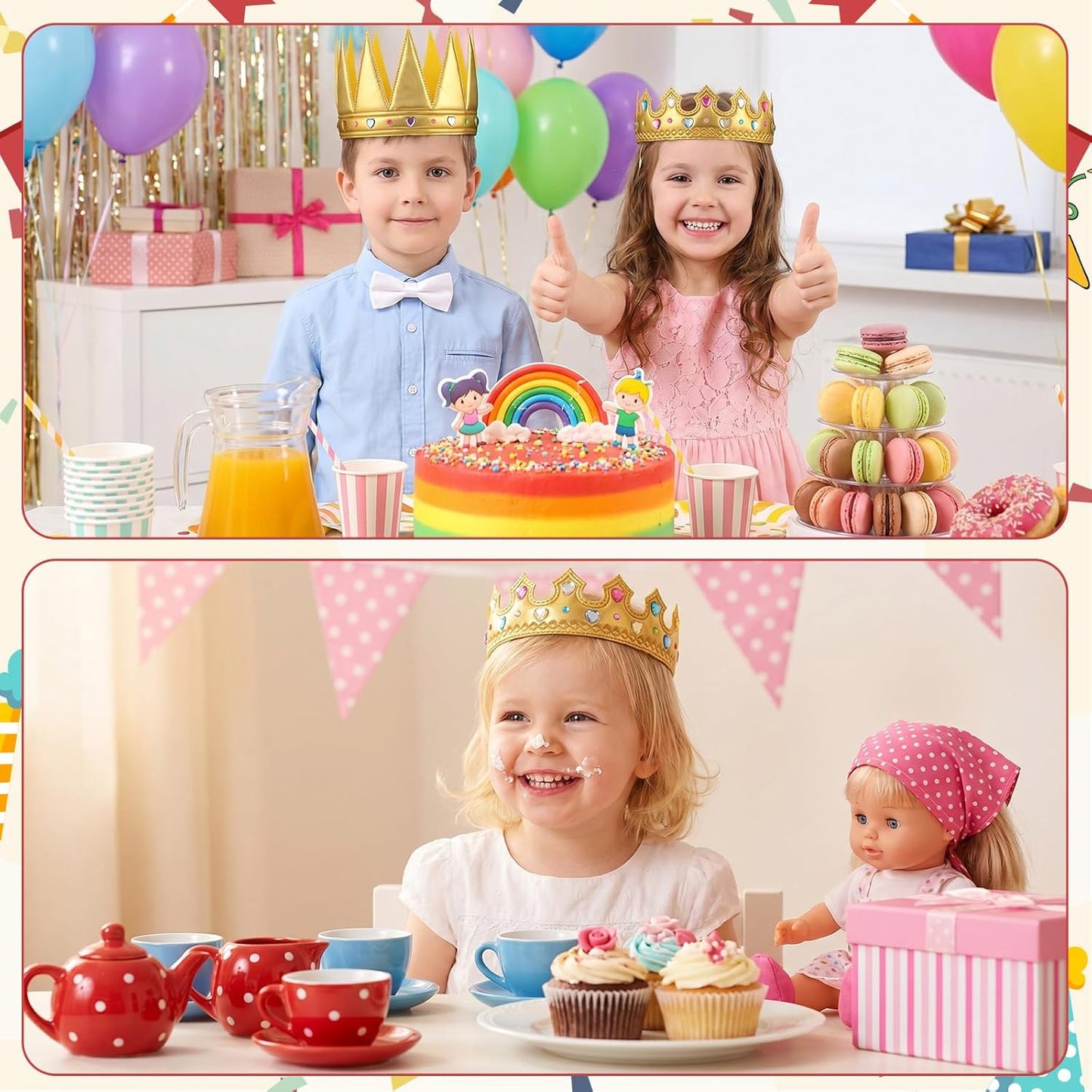 Yaomiao 66 Pieces Foam Princess Tiaras DIY Crowns Kids Party Favors Craft Crystal Diamond Sticker Girls Making Your Own Tiara (Gold)