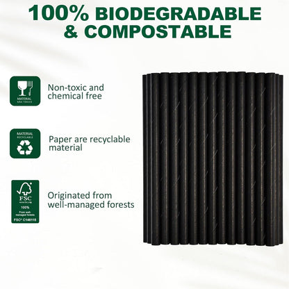 5.75 inch Orange Paper Cocktail Straws, Short Disposable Drinking Straws 500 Counts, Unwrapped - Compostable