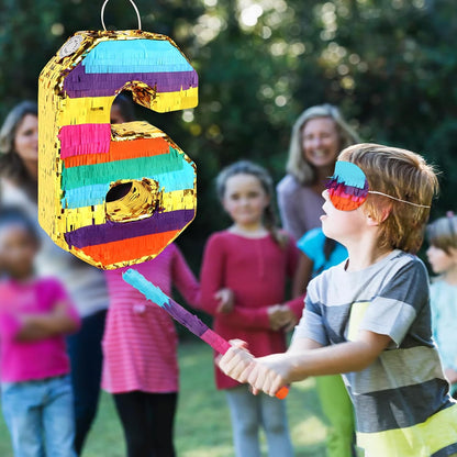 Dinosaur Pinata - Dinosaur Decorations with a Blindfold and Bat for Boys Girls Animal Themed Birthday Party Kids Classroom Game Decorations Supplies (15.7 x 11.4 x 3.1 Inches)