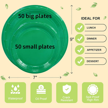 LANLISA 50 Pcs Pink Paper Plates Disposable, 25-9" & 25-7" Disposable Birthday Cake Dessert Plates For Valentines Day, Baby Shower, Easter Party, Mothers Day Party Supplies