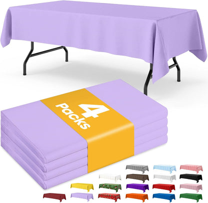 Niuara White Plastic Table Cloth - 4 Pack 54" × 108" Rectangle Disposable Tablecloths for 6FT Tables, Table Cover for Party, Holiday & Gathering Use