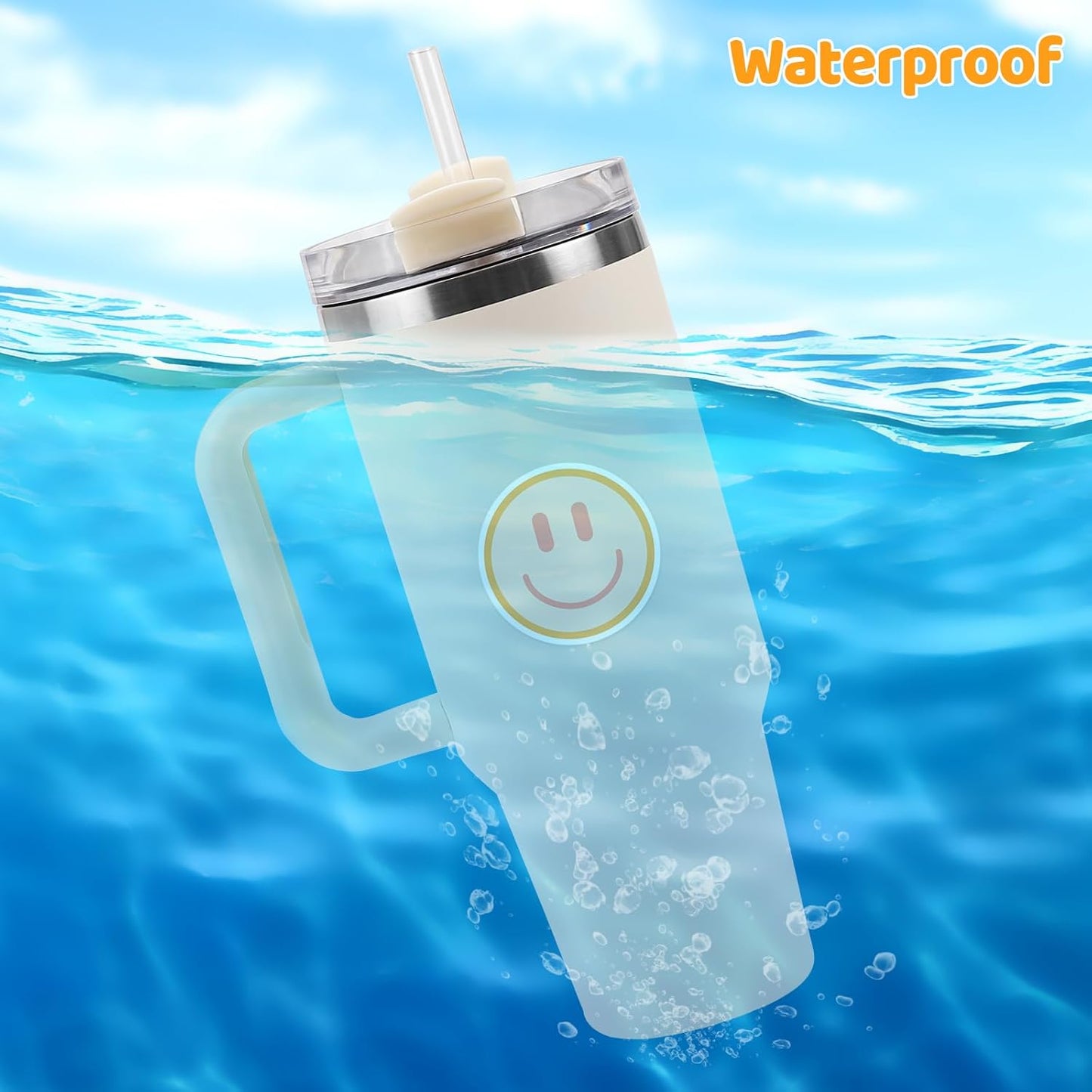 50PCS Smiling Stickers, Cute Water Bottle Stickers for Kids, for Teaching Rewards, Notebooks, Stationery, Luggage, Cartoon PVC Happy Stickers