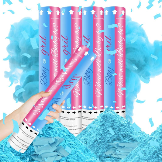 Biodegradable Pink Gender Reveal Confetti Poppers 4Pack