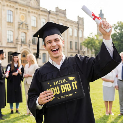 Frienda 2026 Graduation Guest Book Leather Guest Sign in Book with Pen Graduation Party Favors Congratulation Graduates Signature Books(Class of 2026,Black, Gold)