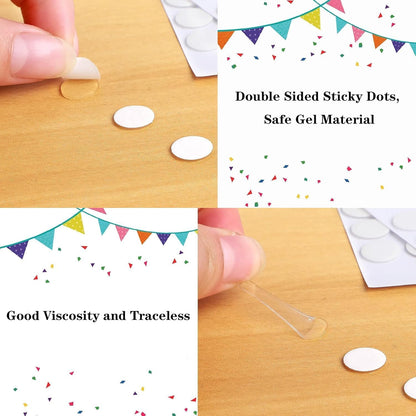JANYUN 140 Pieces Adhesive Dots,Removable Round Putty Clear Tack No Trace Small Tape Stickers for Wall Hanging Festival Poster Office Party Decoration Picture Crafts