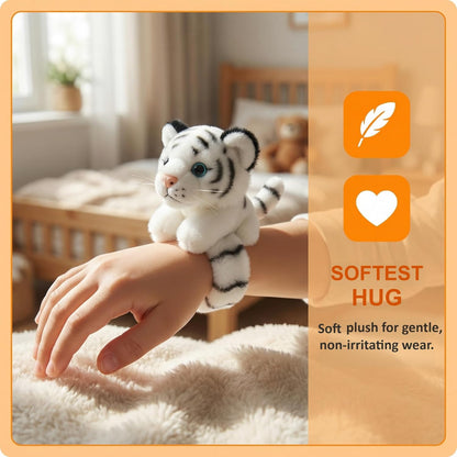 jarbins Animal Slap Bracelets Tiger Plush Kids Pretend Play Bracelets Bulk Toys Wristband for Children Birthday Party Favors
