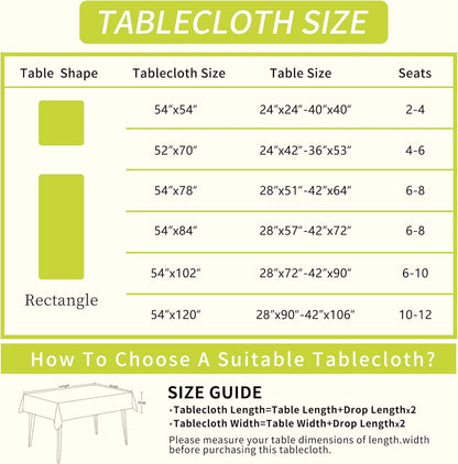 Rectangle Table Cloth,100% Waterproof Tablecloth Oil Proof Spill Proof Vinyl Table Cloth, Wipe Clean Plastic Table Cover for Dining, Camping, Indoor and Outdoor 52" x 70",Leaves