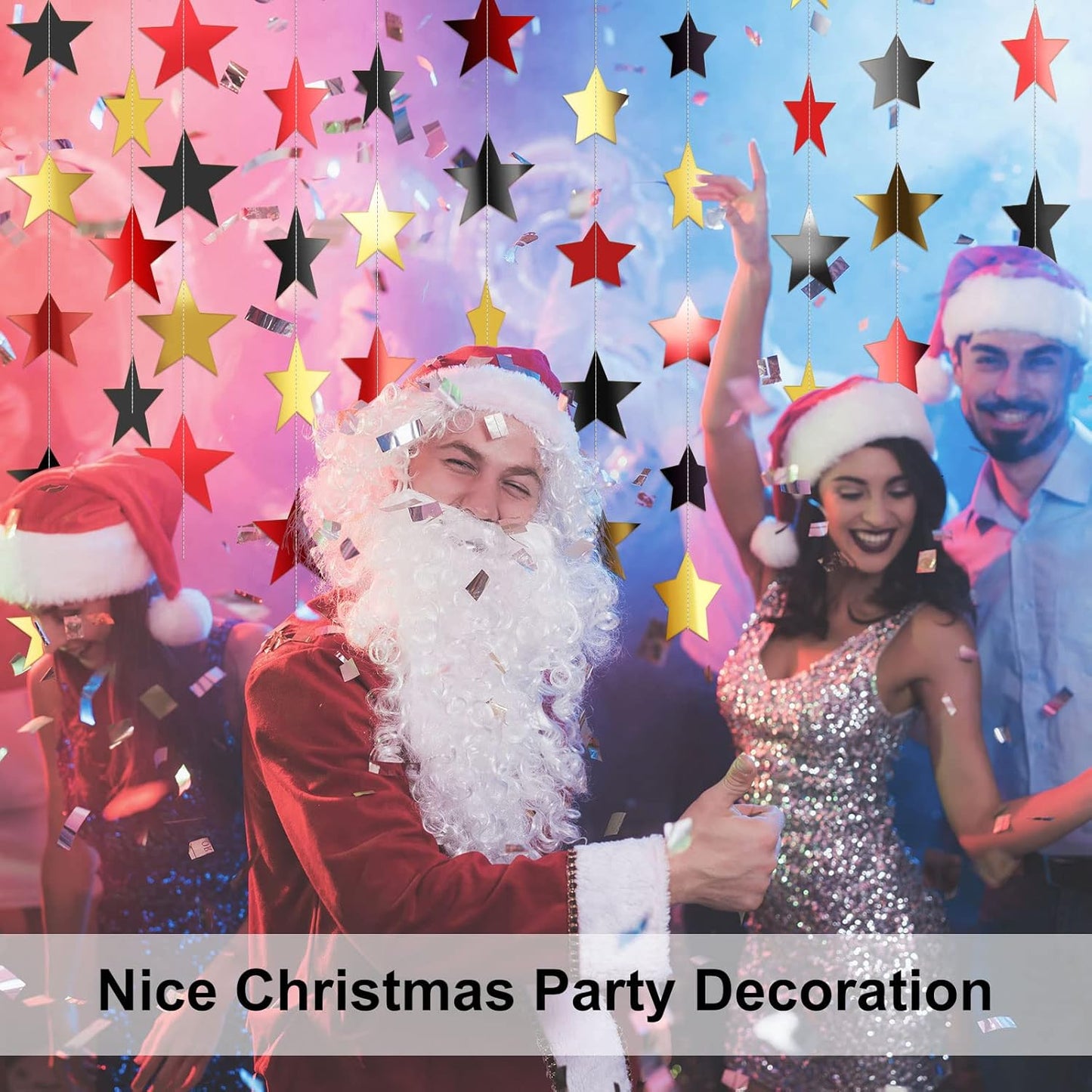 Patelai Glitter Star Garland Banner 2026 Graduation Decor 130 Feet Star Hanging Banner Twinkle Backdrop for Party Birthday Classroom Wedding Supplies(Gold)