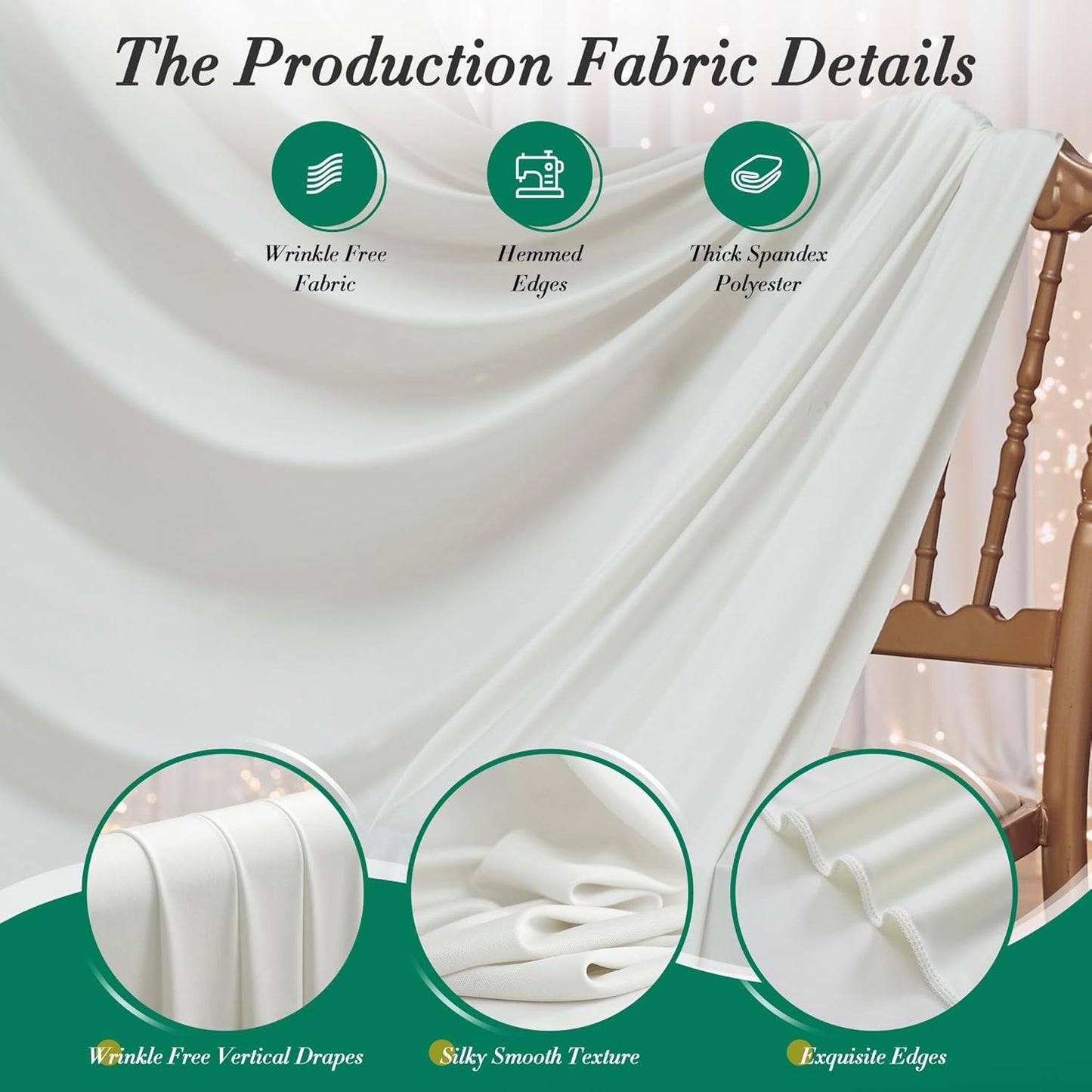 10 ft x 10 ft Wrinkle Free White Backdrop Curtains for Wedding Parties, Polyester Photography Backdrop Drapes for Birthday Parties Stage Backdrop Stand, 2 Panels 5x10FT Background Curtains